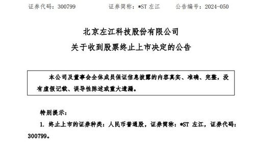 昔日最贵ST股今成“左江退” 从辉煌到黯淡，ST左江的断崖式坠落真相